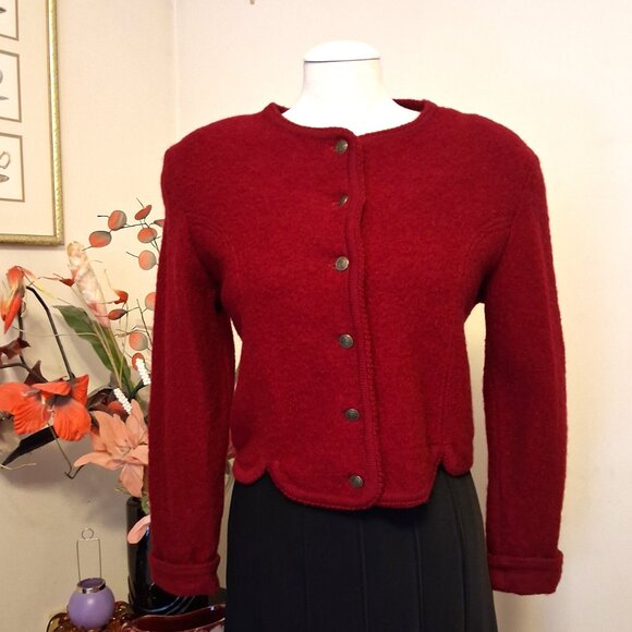 Vintage Braemar Jeremy Scott Wine-red Burgundy 100% Wool Fall Winter Jacket - Picture 3 of 14